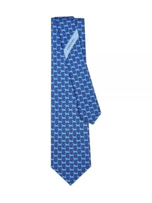 Tiger Print Silk Tie Blue - SALVATORE FERRAGAMO - BALAAN 2