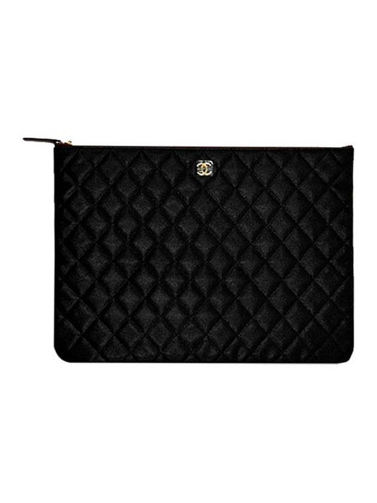 Medium Classic Clutch Bag Caviar Leather & Gold Black - CHANEL - BALAAN 2