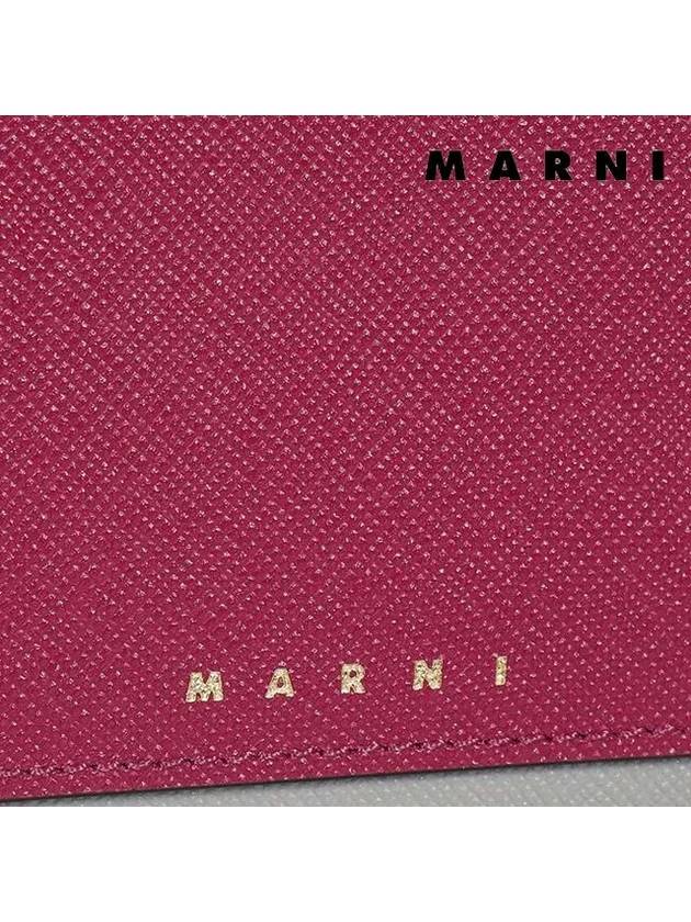 Saffiano Two-Tone Zipper Card Wallet Grey Purple - MARNI - BALAAN 7