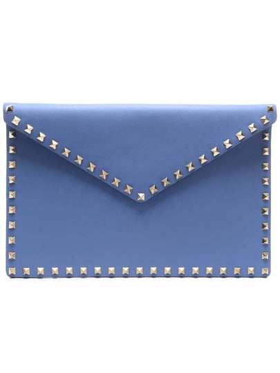 Rockstud Clutch Bag Blue - VALENTINO - BALAAN 2