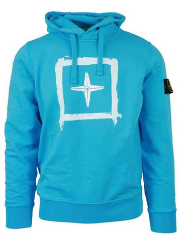 Men's Wappen Patch Box Logo Hoodie Sky Blue - STONE ISLAND - BALAAN 1