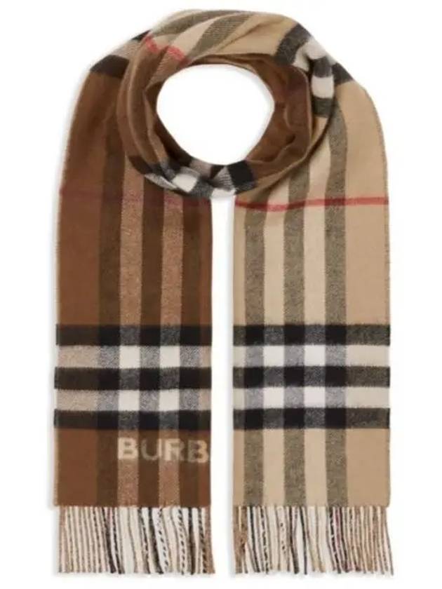 Contrast Check Cashmere Muffler Archive Beige Birch Brown - BURBERRY - BALAAN 2