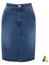 Logo Patch Denim H Line Skirt Blue - AMI - BALAAN 2