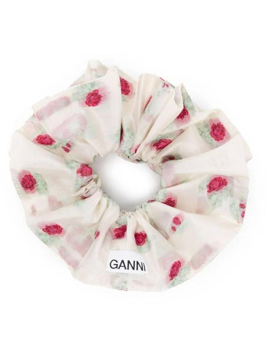 floral jacquard ruffled scrunchie A5790 - GANNI - BALAAN 1