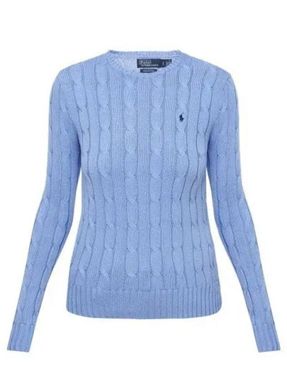 Embroidered Logo Pony Cable Knit Top Blue - POLO RALPH LAUREN - BALAAN 2