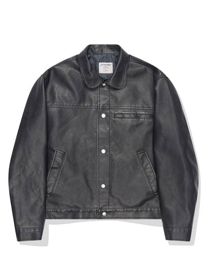 Vintage Washed Leather Jacket Black - CITYSTREET - BALAAN 2