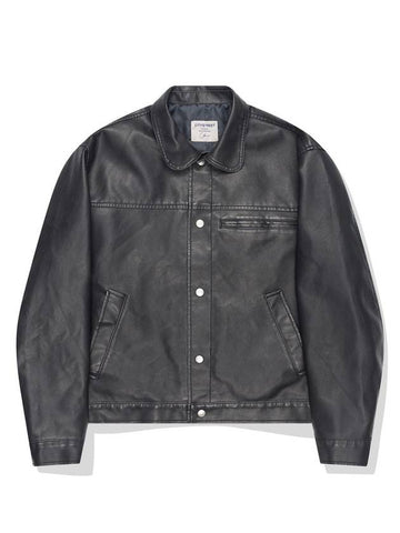 Vintage Washed Leather Jacket Black - CITYSTREET - BALAAN 1