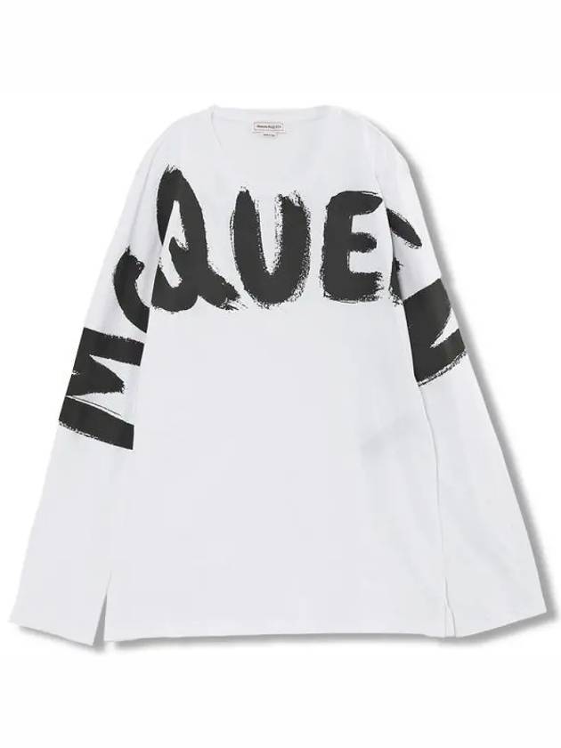 Men's Macro Graffiti Long Sleeve T-Shirt White - ALEXANDER MCQUEEN - BALAAN 2