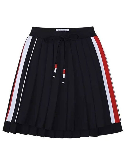 side three-color striped dropback mini pleated skirt navy - THOM BROWNE - BALAAN 2