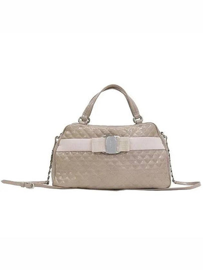 Ferragamo 21 D859 Silver Logo Decorated Pink Patent Tote Bag Shoulder Strap - SALVATORE FERRAGAMO - BALAAN 2