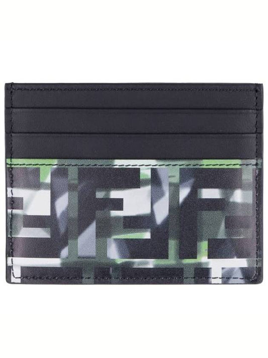 FF logo camo 3-fold card wallet black - FENDI - BALAAN.