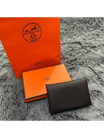 Calvi Absong Palladium Hardware Card Wallet Black - HERMES - BALAAN 2