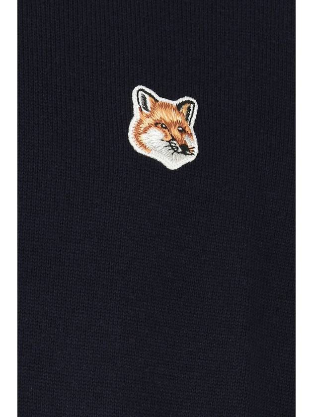 Fox Head Patch Regular Round Neck Pullover Knit Top Navy - MAISON KITSUNE - BALAAN 4