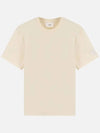 Patch Logo Round Neck Short Sleeved T-Shirt Ivory - AMI - BALAAN 2