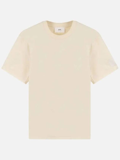 Patch Logo Round Neck Short Sleeved T-Shirt Ivory - AMI - BALAAN 2