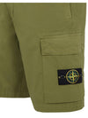 Men's Cargo Bermuda Waffen Patch Shorts Olive Green - STONE ISLAND - BALAAN 4