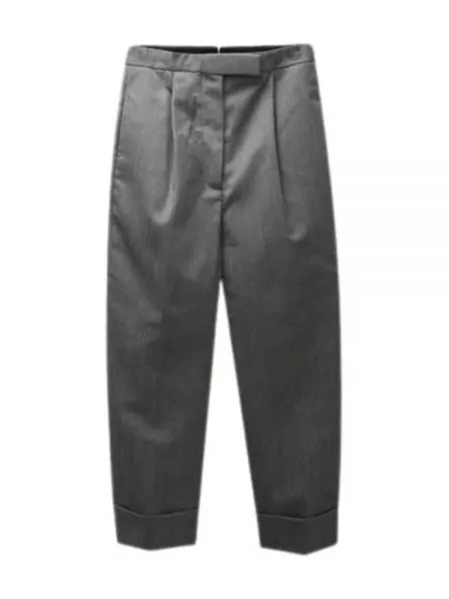 High Waist RWB Trimming Heavy Wool Pants Grey - THOM BROWNE - BALAAN 2