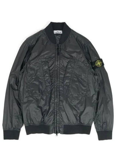 Logo Patch Bomber Jacket Black - STONE ISLAND - BALAAN 2