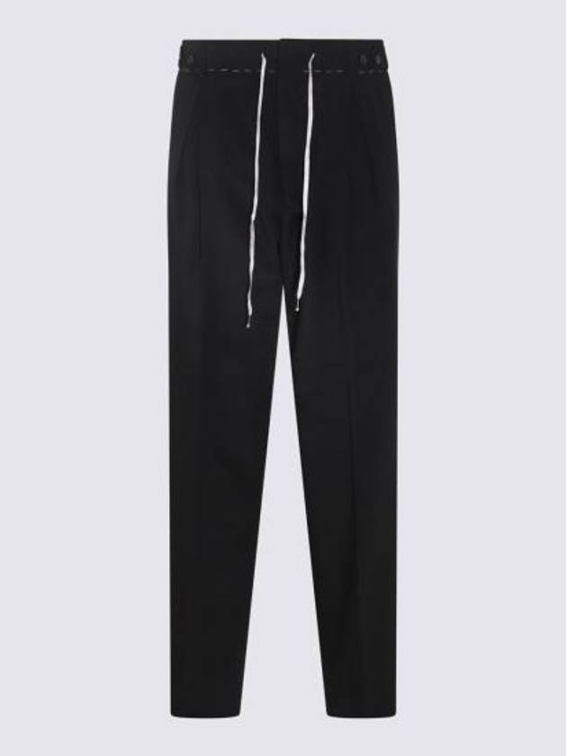 Drawstring Cotton High Waist Pants Black - MAISON MARGIELA - BALAAN 5