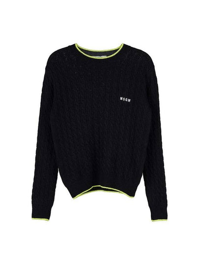 Logo Cable Wool Knit Top Black - MSGM - BALAAN 2