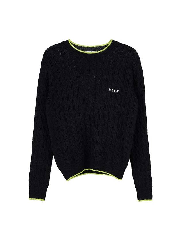 Logo Cable Wool Knit Top Black - MSGM - BALAAN 10