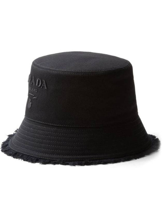 Drill Bucket Hat Black - PRADA - BALAAN 1