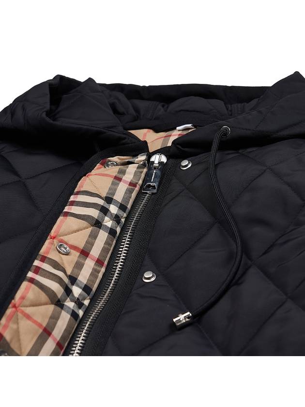 Women's Diamond Quilted Hoodie Single Coat Black - BURBERRY - BALAAN 10