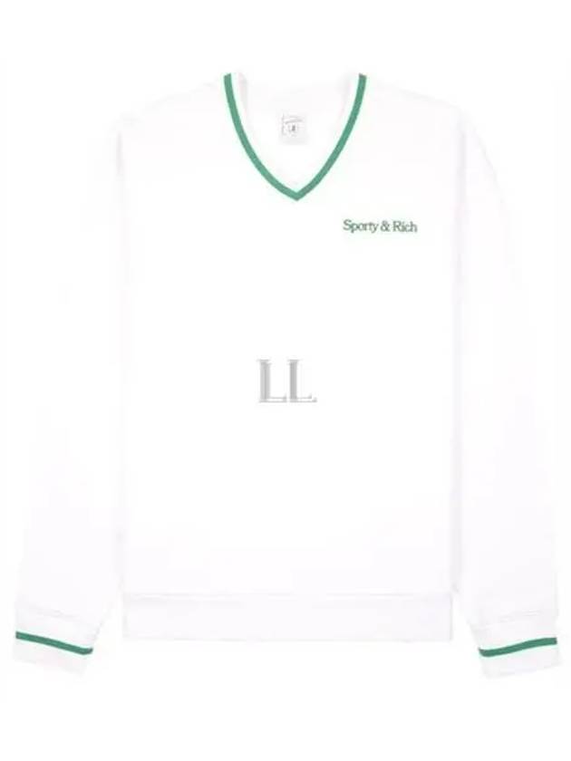 Embroidery Logo V-neck Cotton Sweatshirt White - SPORTY & RICH - BALAAN 2