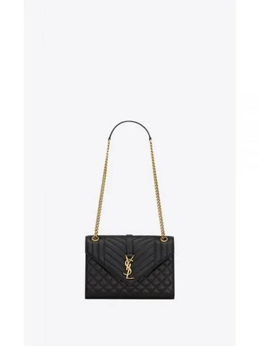 Envelope Medium Shoulder Bag In Mix Matelasse Lambskin Black - SAINT LAURENT - BALAAN 2