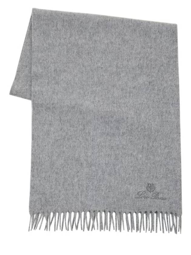 Grande Unita Logo Fringe Muffler Flannel Melange - LORO PIANA - BALAAN 1