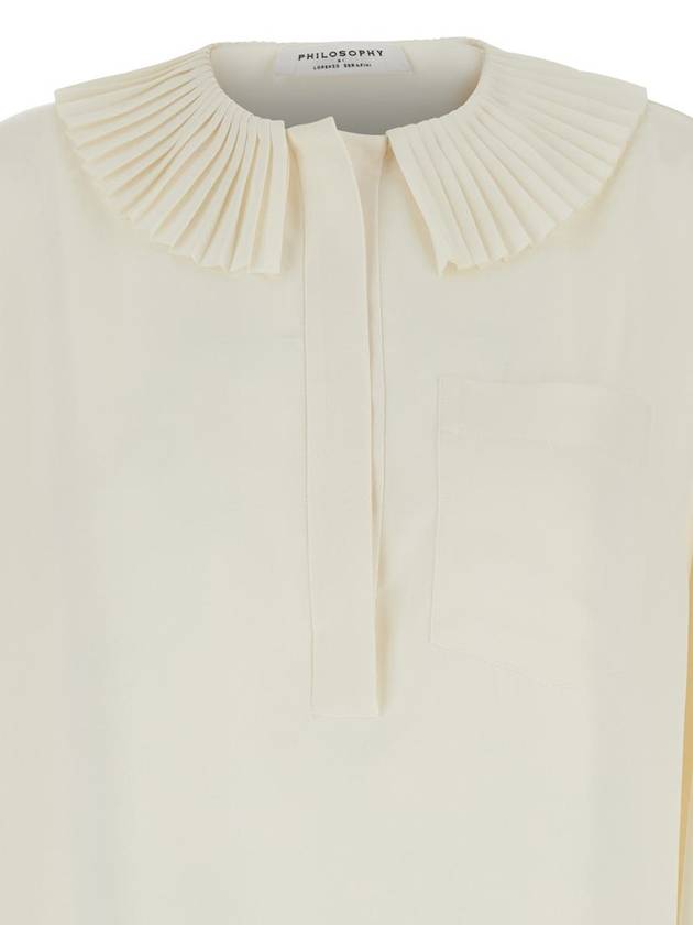 White Oversized Shirt With Ruffles On Collar And Cuffs In Tech Fabric Woman - PHILOSOPHY DI LORENZO SERAFINI - BALAAN 3