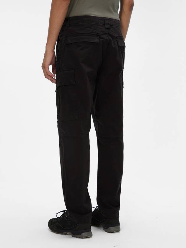 Lens Wappen Stretch Satin Relaxed Fit Cargo Straight Pants Black - CP COMPANY - BALAAN 6