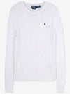 Embroidered Logo Pony Cable Knit Top White - POLO RALPH LAUREN - BALAAN 3