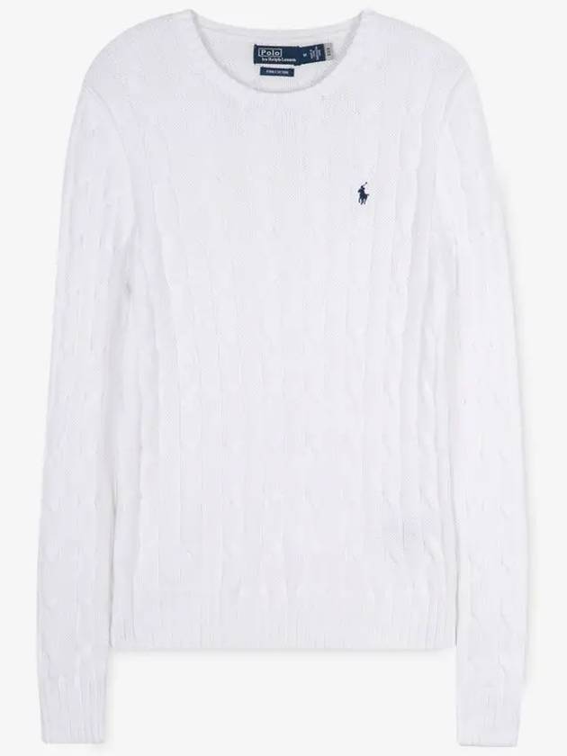 Embroidered Logo Pony Cable Knit Top White - POLO RALPH LAUREN - BALAAN 3