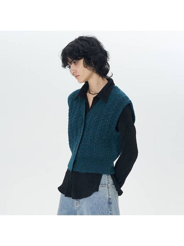 Twisted Cropped Knit Vest Dark Green - ETCH - BALAAN 1