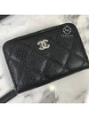 Classic Zipped Coin Purse Grained Calfskin Silver Black - CHANEL - BALAAN 5