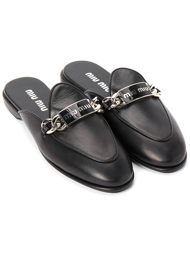 Logo Leather Bloafers Black - MIU MIU - BALAAN 4