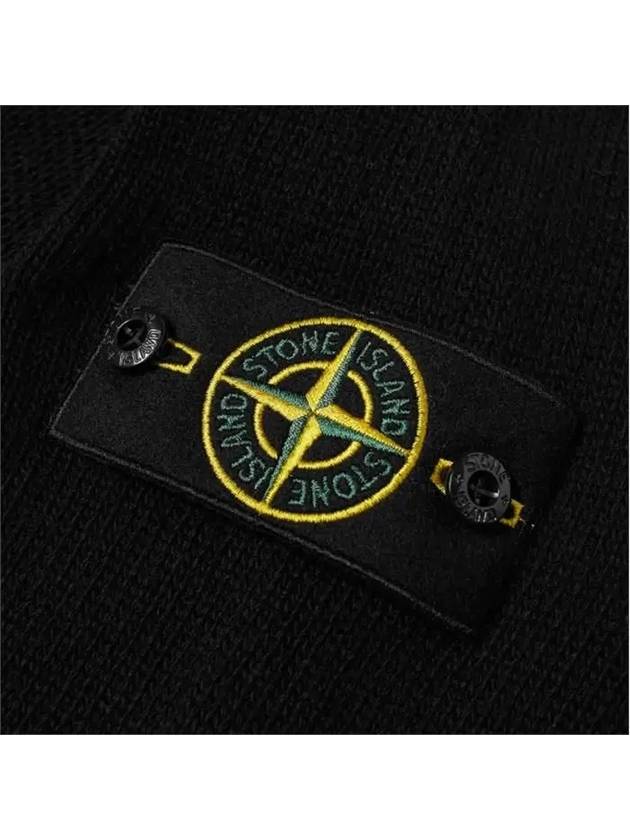 Waffen Patch Round Neck Wool Knit Top Black - STONE ISLAND - BALAAN 7