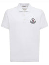 Mark logo embroidered cotton pique polo short sleeve shirt white 8A00004 84556 001 - MONCLER - BALAAN 1