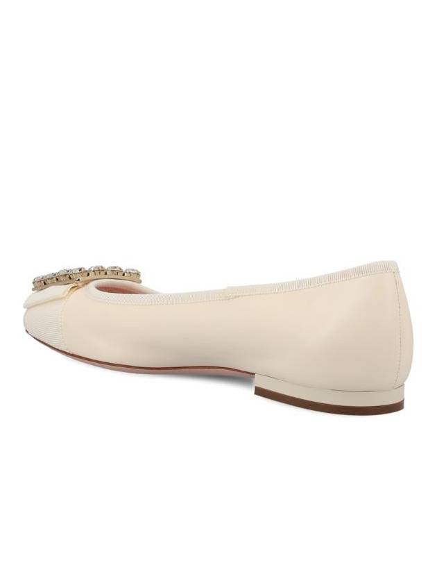 Très Vivier Crystal Buckle Flat Off White - ROGER VIVIER - BALAAN 4