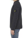 Knotted Ribbed Stitch Pure Wool Crewneck Knit Top Steel Grey Melange - STONE ISLAND - BALAAN 4