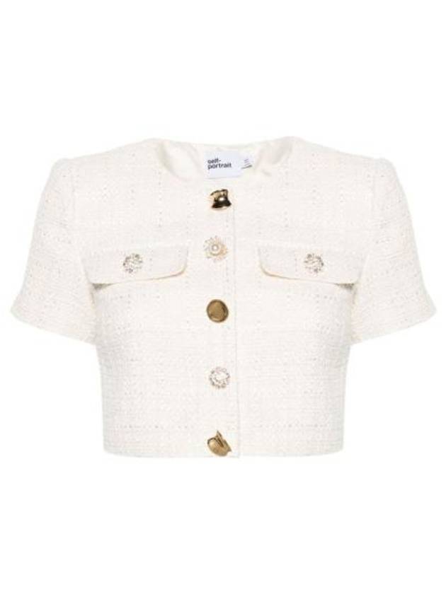 Women's Boucle Cropped Shirt Cream - SELF PORTRAIT - BALAAN 2