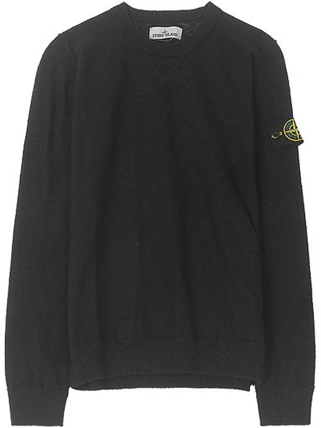 Wappen Patch Crew Neck Cotton Knit Top Black - STONE ISLAND - BALAAN 2