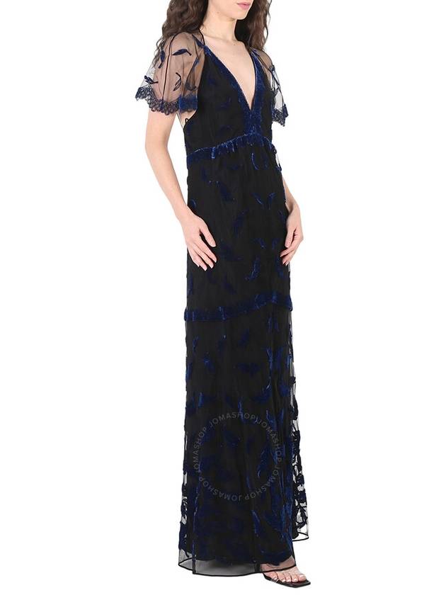 Burberry Velvet Leaf Cap-sleeve Gown, Brand Size 8 (US Size 6) - BURBERRY - BALAAN 3