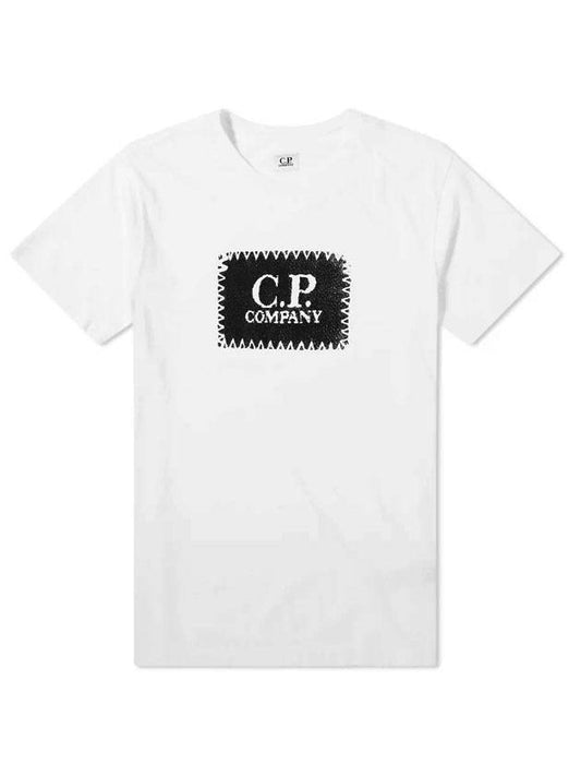 Square Logo Painted Short Sleeve T-Shirt White - CP COMPANY - BALAAN 1