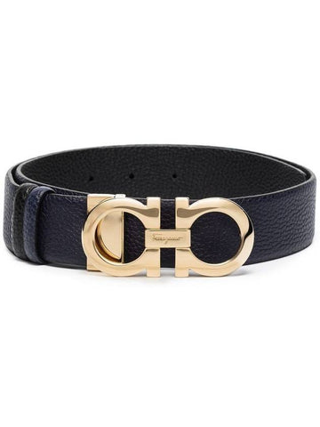 Gancini Reversible Leather Belt Black Myrtle - SALVATORE FERRAGAMO - BALAAN 1