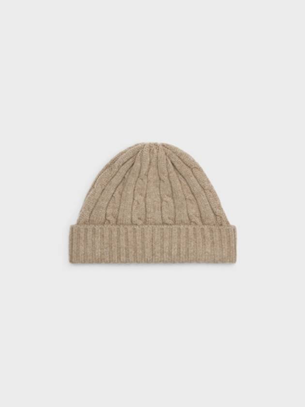 Triomphe Cable Knit Beanie Light Taupe - CELINE - BALAAN 3