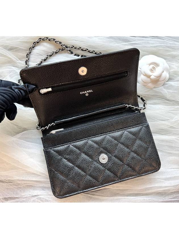 Classic Crossbag On Chain Grained Calfskin & Silver Black - CHANEL - BALAAN 3