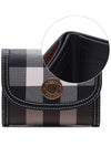 Check Print Leather Half Wallet Brown - BURBERRY - BALAAN 2