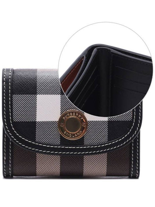 Check Print Leather Half Wallet Brown - BURBERRY - BALAAN 2